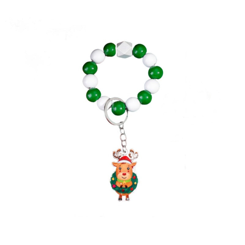 Wholesale Christmas Tree Beads Beaded Wrist Keychain